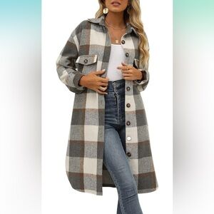 Flannel trench coat, pea coat